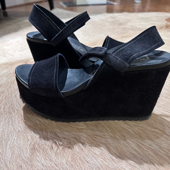 Pedro Garcia Black Suede Wedge Sandal 36.5 - Picture 5 of 7